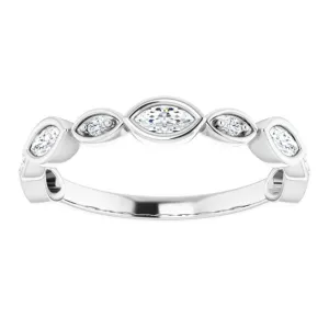 0.55 ct.  Marquise And Round Diamond  Wedding Band