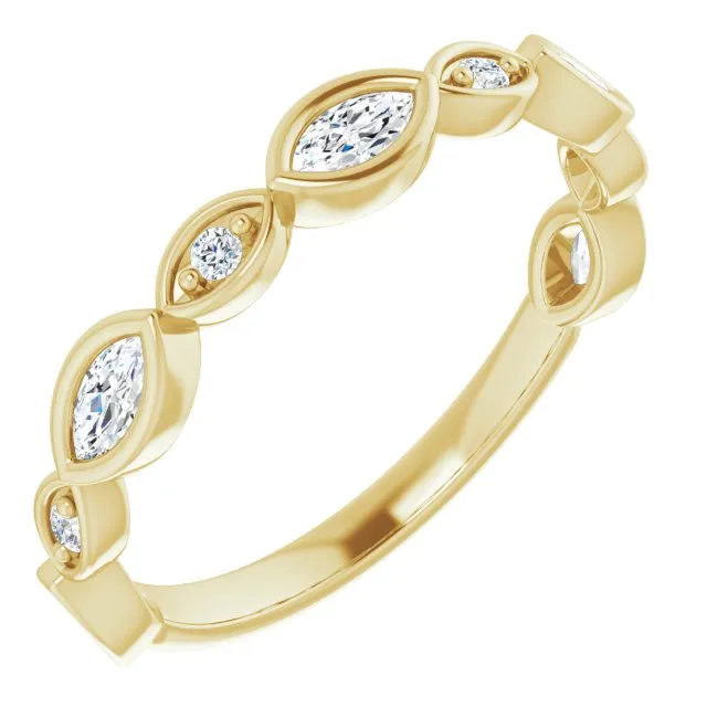 0.55 ct.  Marquise And Round Diamond  Wedding Band