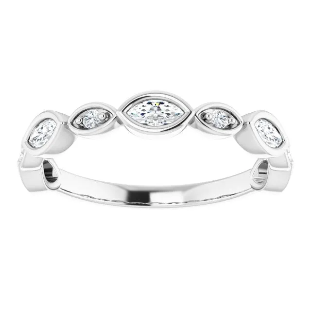 0.55 ct.  Marquise And Round Diamond  Wedding Band