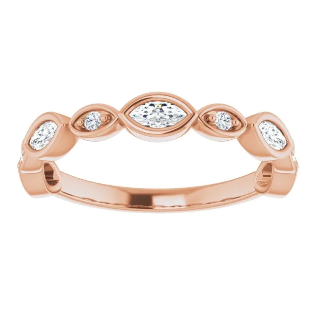 0.55 ct.  Marquise And Round Diamond  Wedding Band