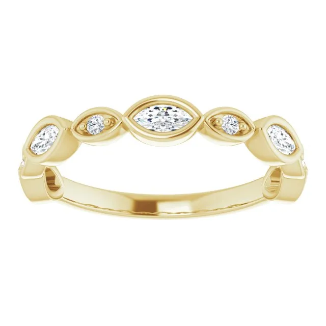 0.55 ct.  Marquise And Round Diamond  Wedding Band