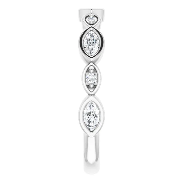 0.55 ct.  Marquise And Round Diamond  Wedding Band