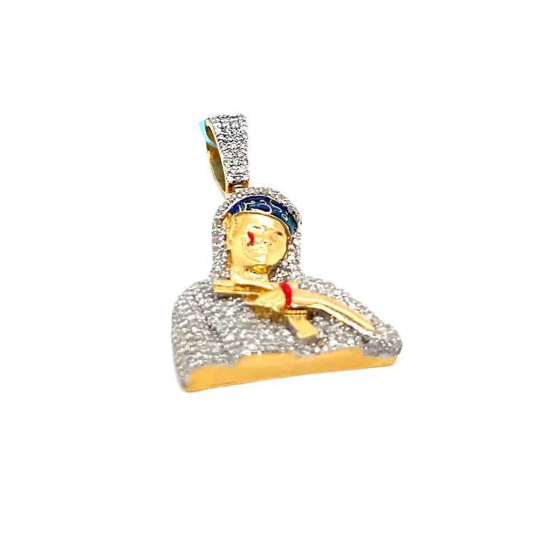 14k Gold 1.84ct Religious Virgin Mary Pendant with Natural Diamonds - SP17391-1