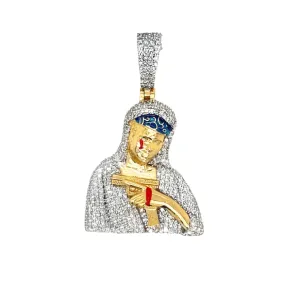 14k Gold 1.84ct Religious Virgin Mary Pendant with Natural Diamonds - SP17391-1