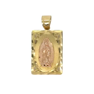 14K Gold Two Tone Virgin Mary Pendant