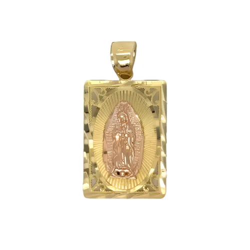 14K Gold Two Tone Virgin Mary Pendant
