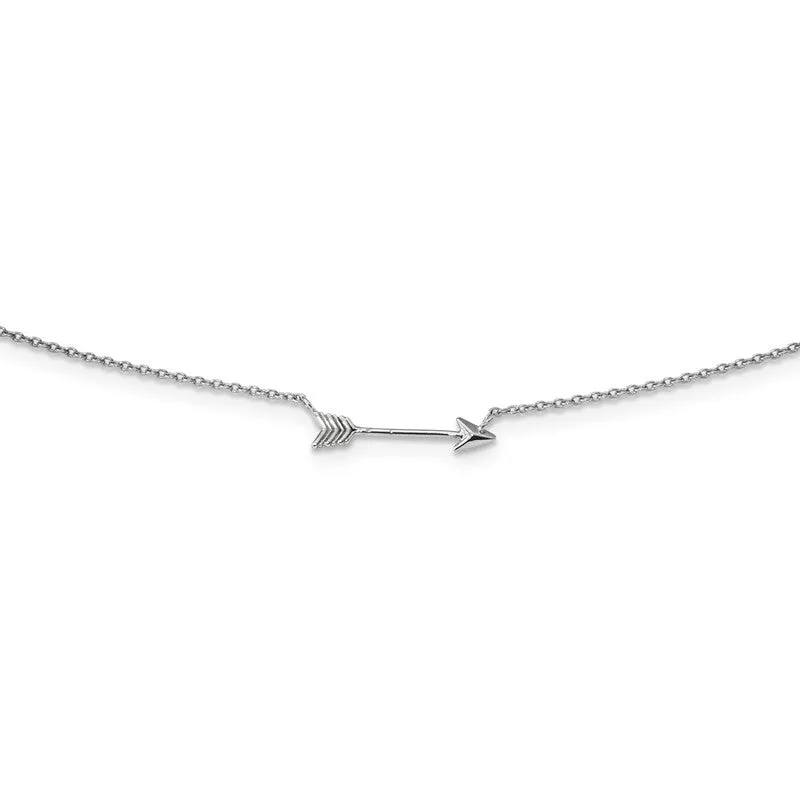 14k White Gold Petite Arrow 17" Necklace