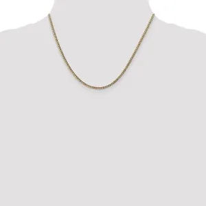 14k Yellow Gold 2.5mm W Semi Solid Curb Link Chain