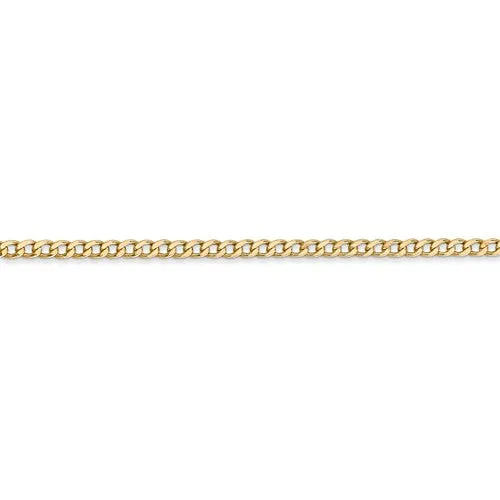 14k Yellow Gold 2.5mm W Semi Solid Curb Link Chain