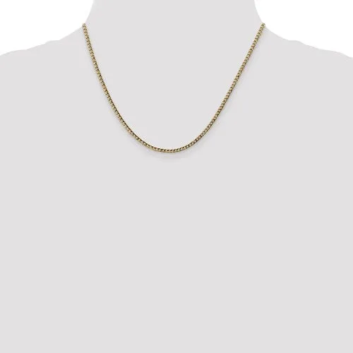 14k Yellow Gold 2.5mm W Semi Solid Curb Link Chain