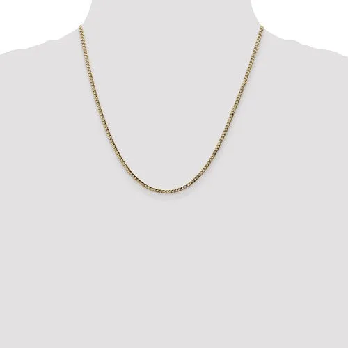 14k Yellow Gold 2.5mm W Semi Solid Curb Link Chain
