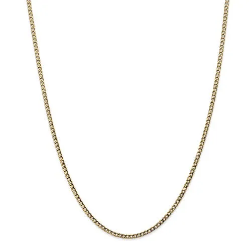 14k Yellow Gold 2.5mm W Semi Solid Curb Link Chain