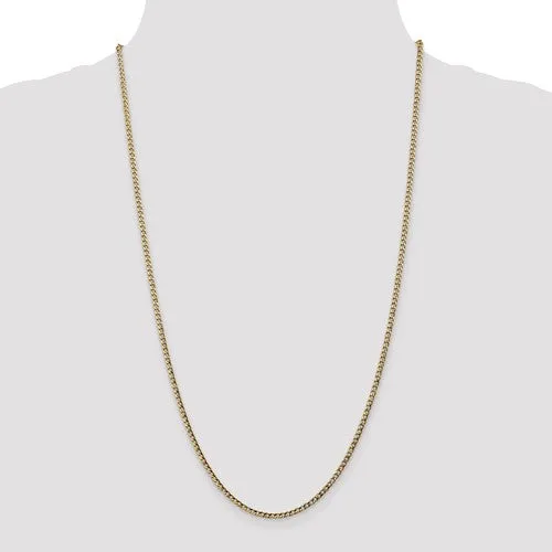 14k Yellow Gold 2.5mm W Semi Solid Curb Link Chain