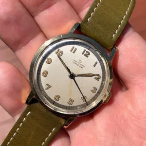 1944 Omega Chronometre 30T2 SC 18K Yellow Gold 35.5mm Original Sector Dial Radium Wristwatch