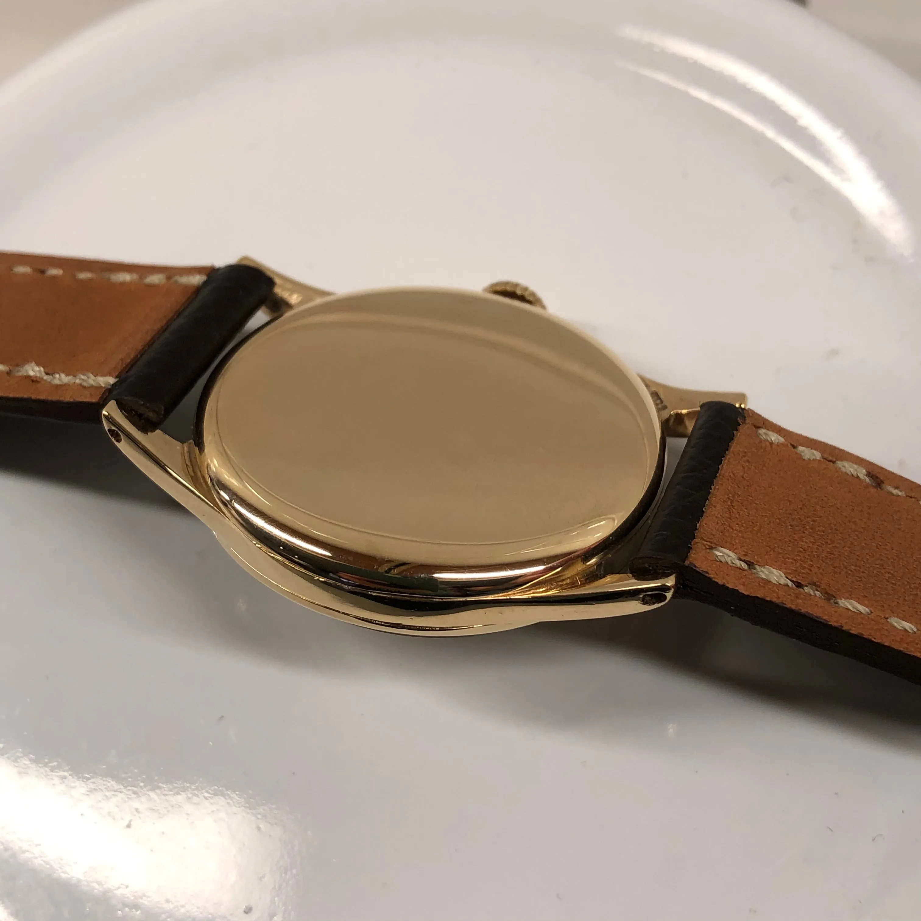 1954 Vintage Omega 9k Gold 13322 Arabic Dial Wristwatch with Original Box and Receipt