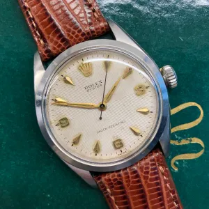 1956 Rolex Oyster Precision 6480 Chevron Dial Stainless Steel Vintage Wristwatch