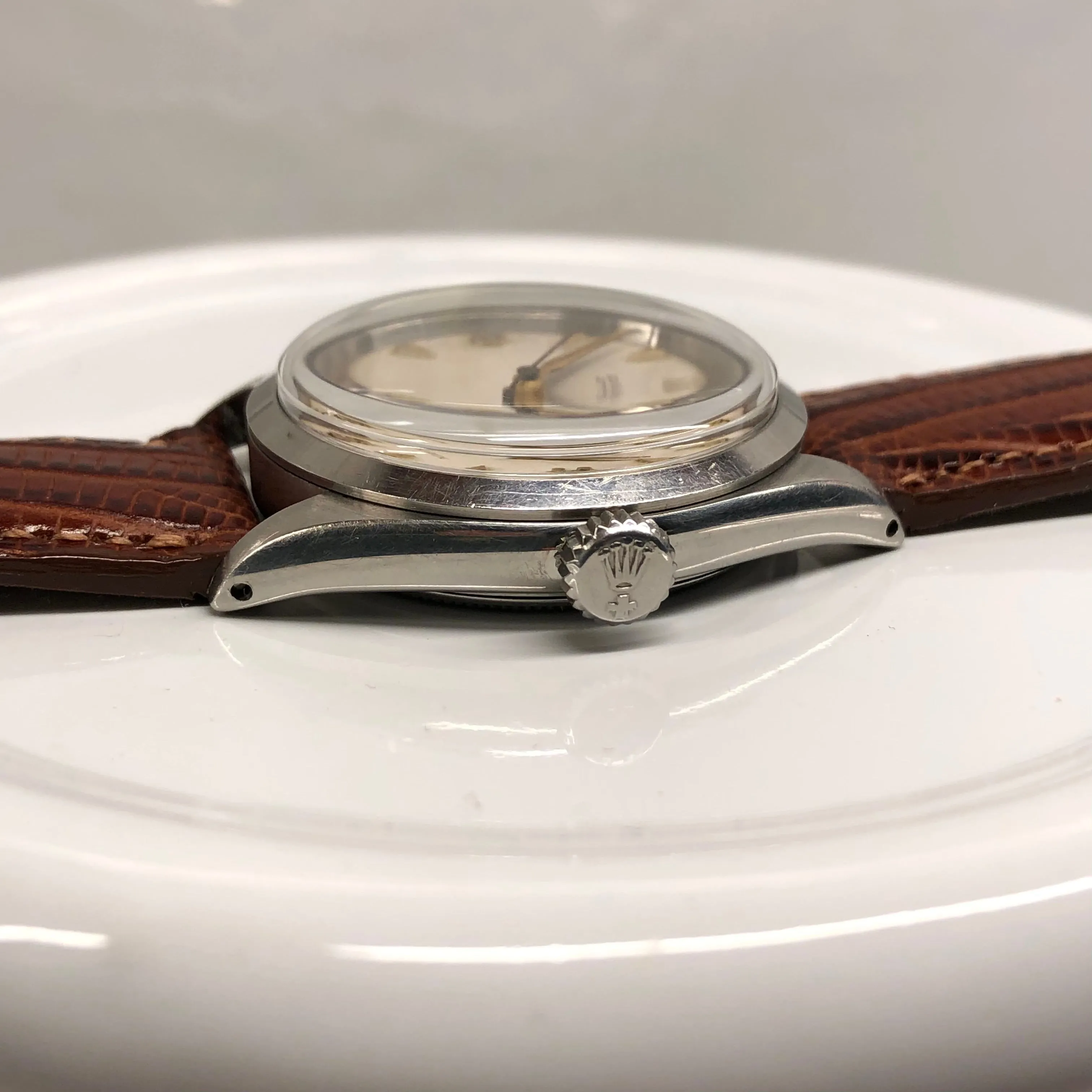 1956 Rolex Oyster Precision 6480 Chevron Dial Stainless Steel Vintage Wristwatch