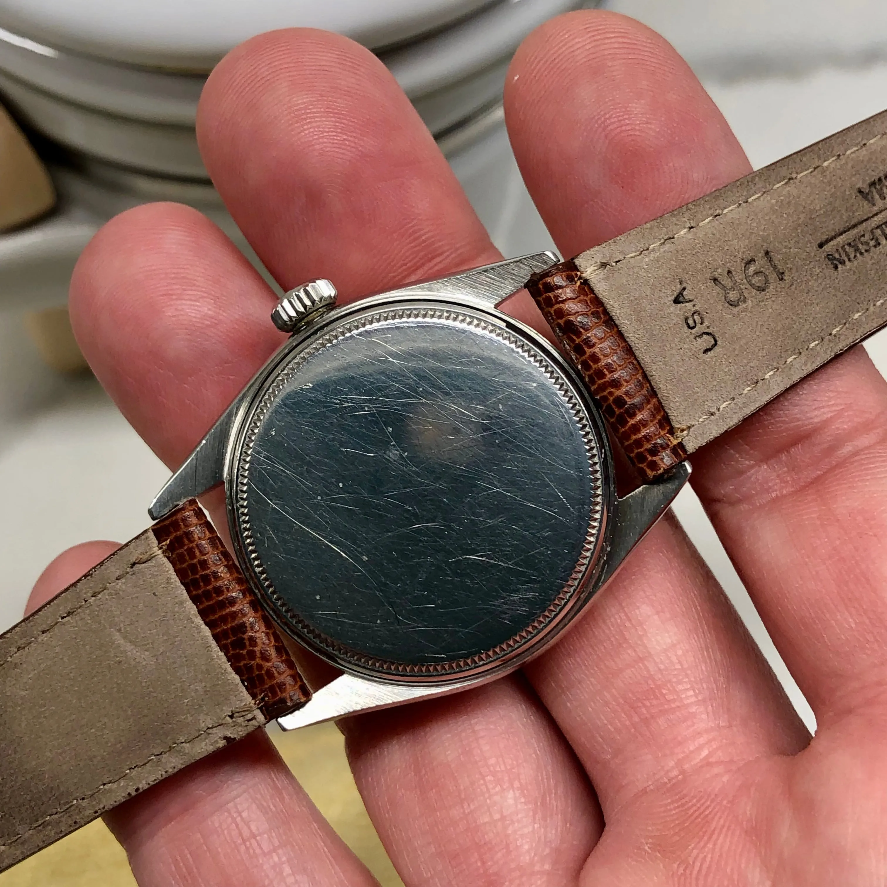 1956 Rolex Oyster Precision 6480 Chevron Dial Stainless Steel Vintage Wristwatch