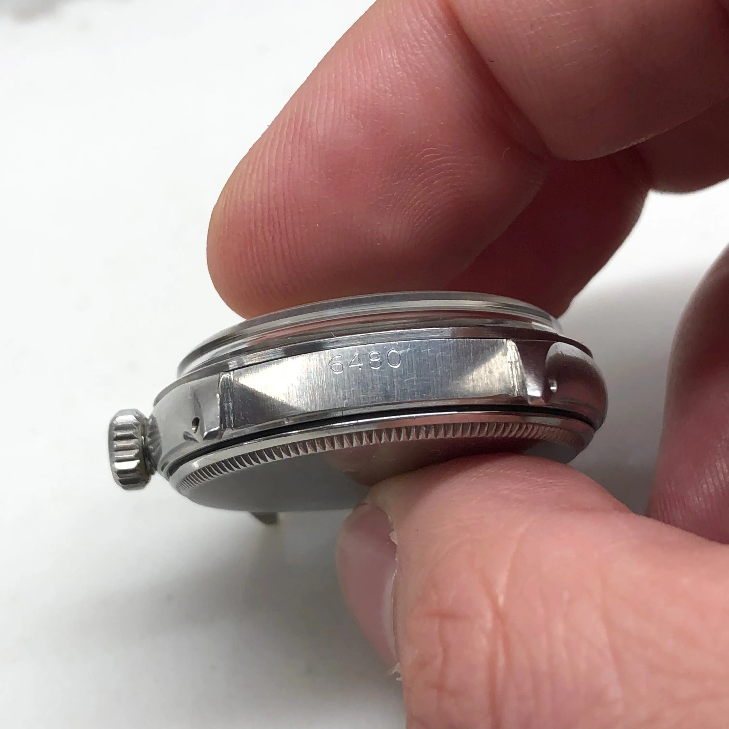 1956 Rolex Oyster Precision 6480 Chevron Dial Stainless Steel Vintage Wristwatch