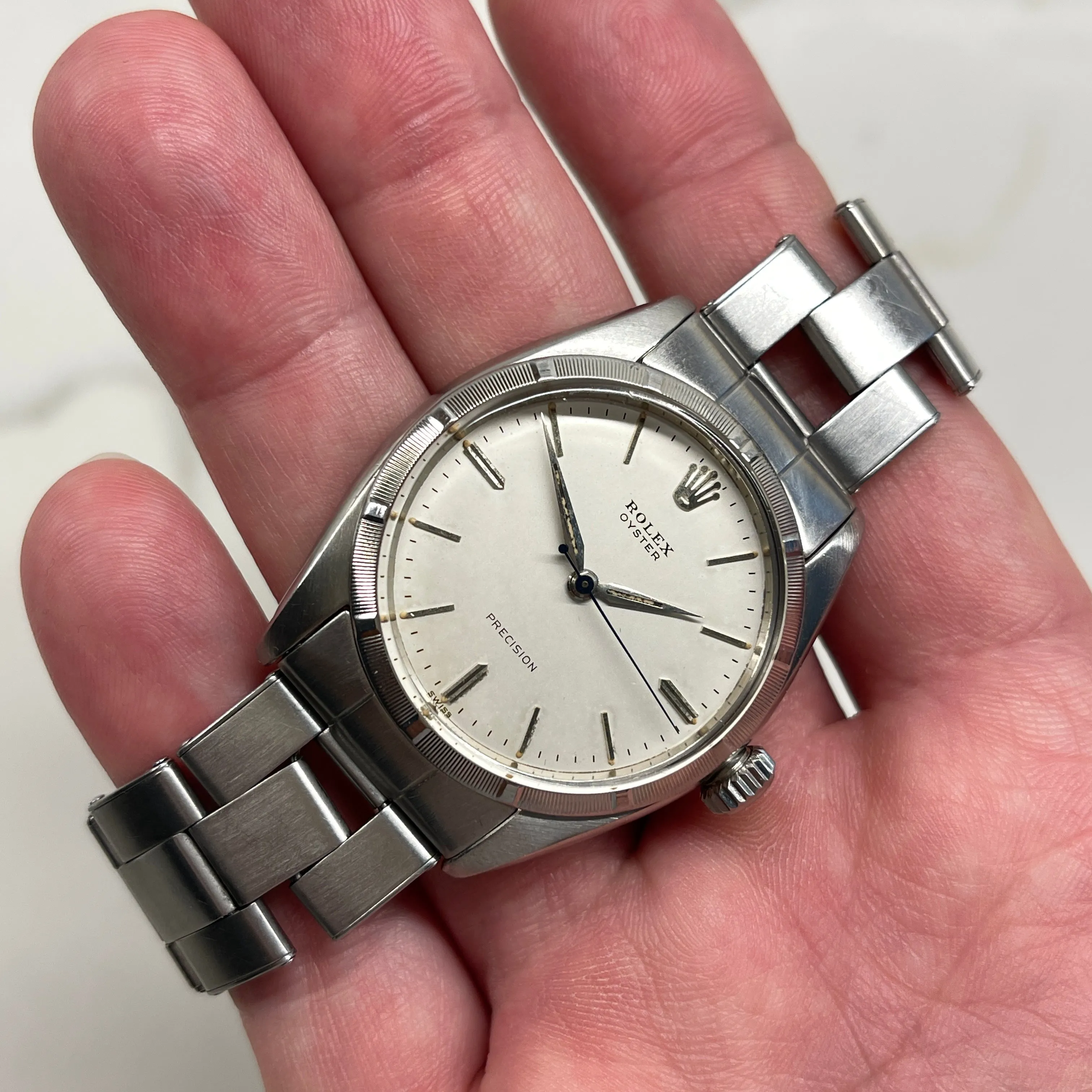 1959 Vintage Rolex Oyster Perpetual 6427 Original Silver Dial Manual Sword Hands Wristwatch