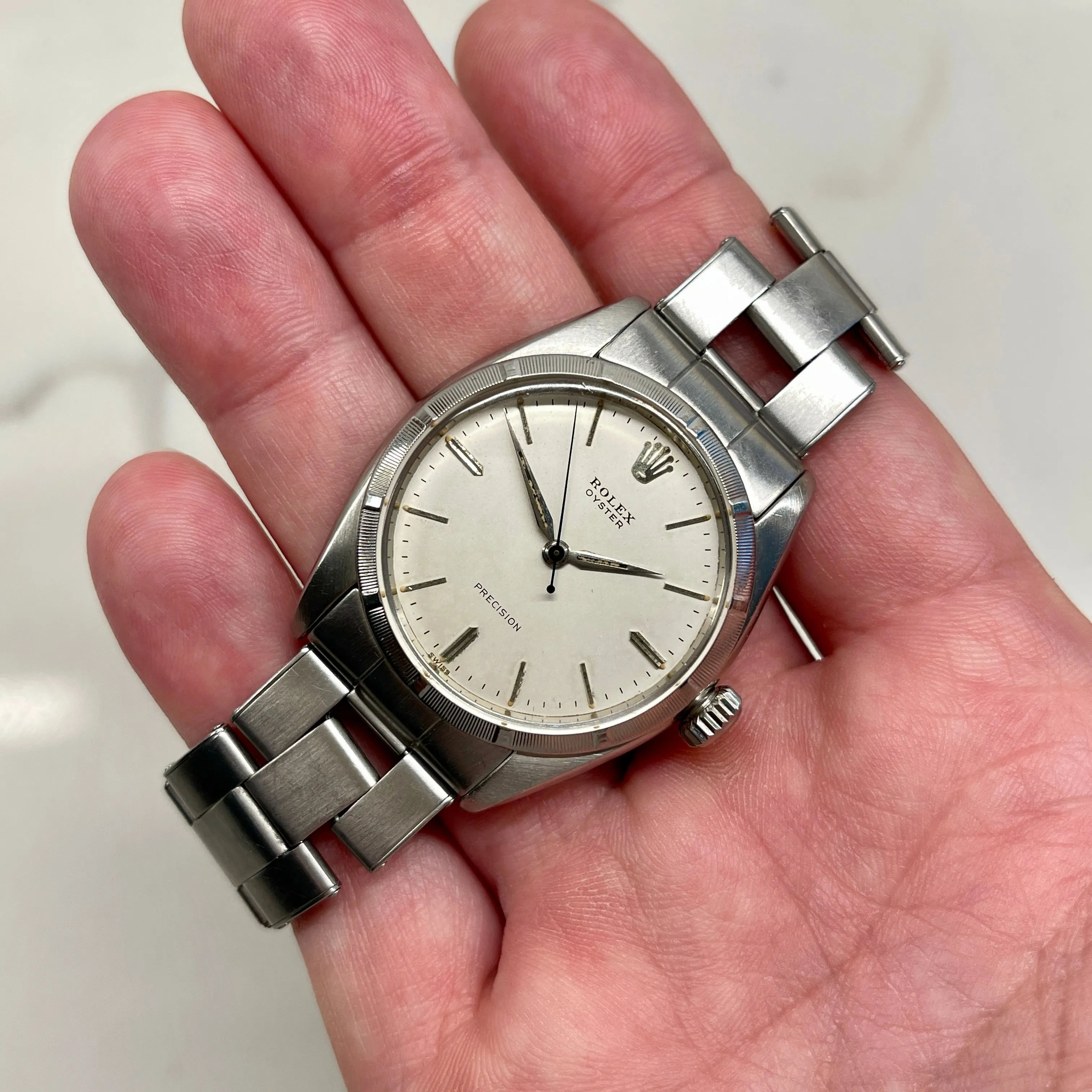 1959 Vintage Rolex Oyster Perpetual 6427 Original Silver Dial Manual Sword Hands Wristwatch