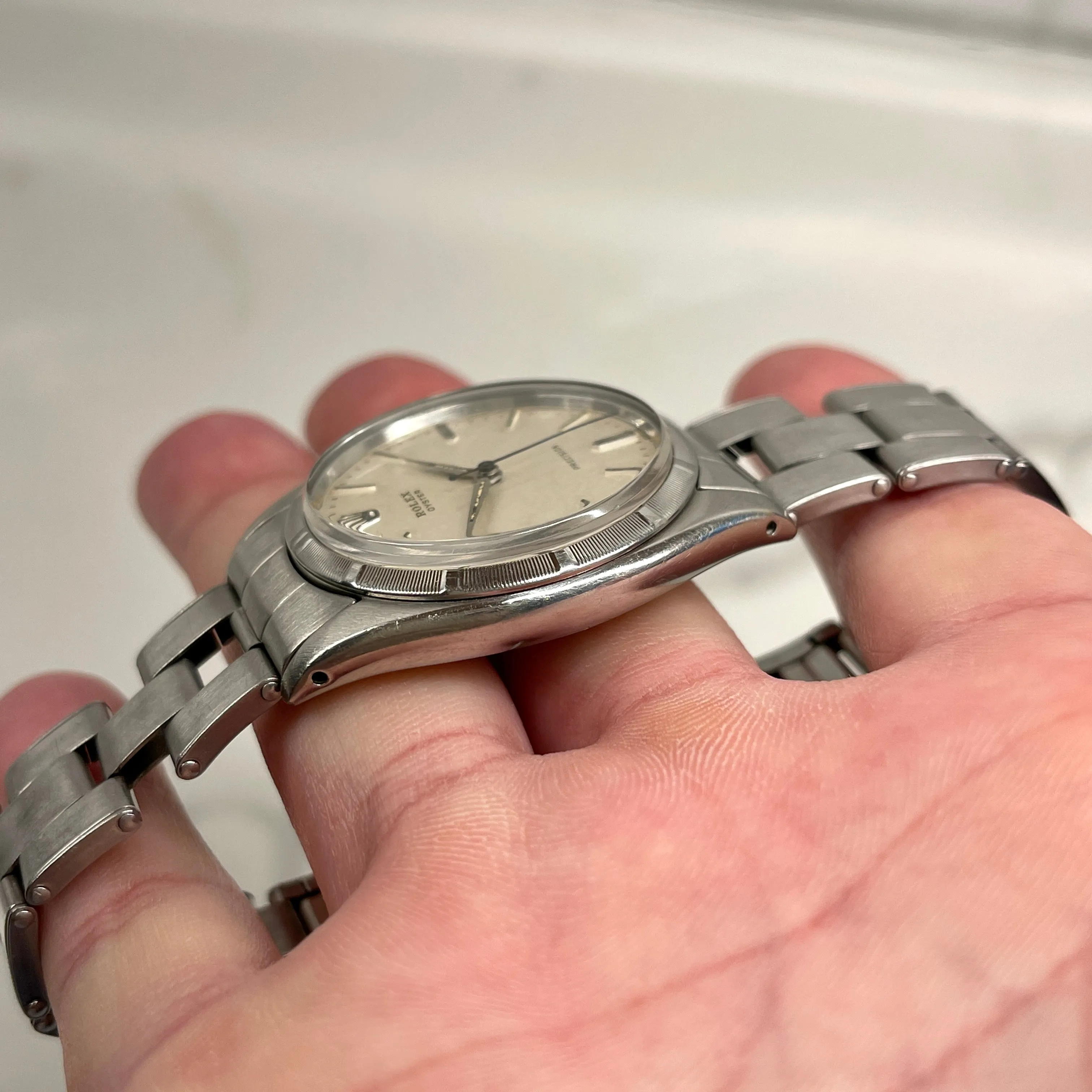 1959 Vintage Rolex Oyster Perpetual 6427 Original Silver Dial Manual Sword Hands Wristwatch