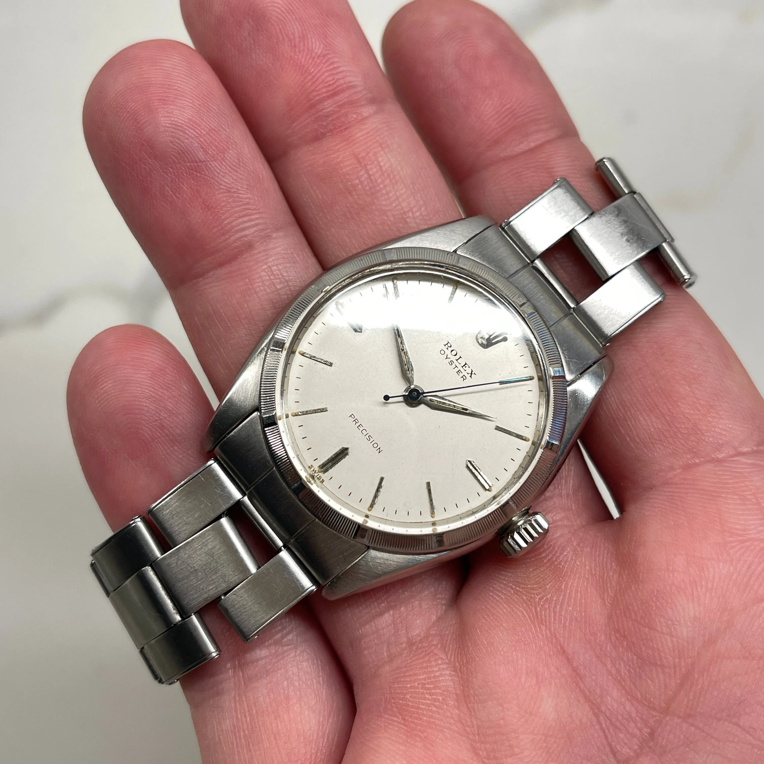 1959 Vintage Rolex Oyster Perpetual 6427 Original Silver Dial Manual Sword Hands Wristwatch