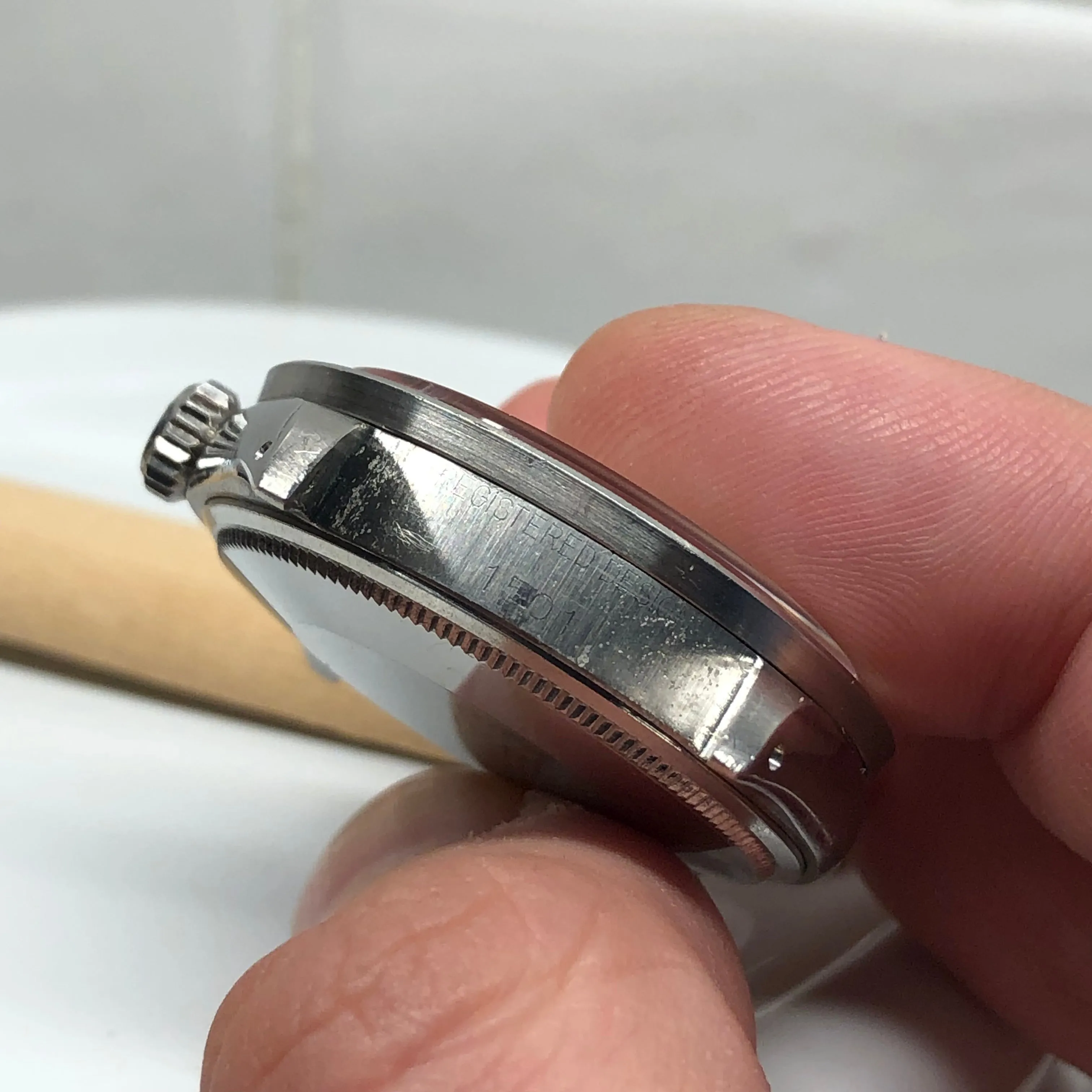 1970 Rolex Date 1501 Steel Engine Turned Oyster Silver Dial Wristwatch with PX Store Recepit and Punched Papers