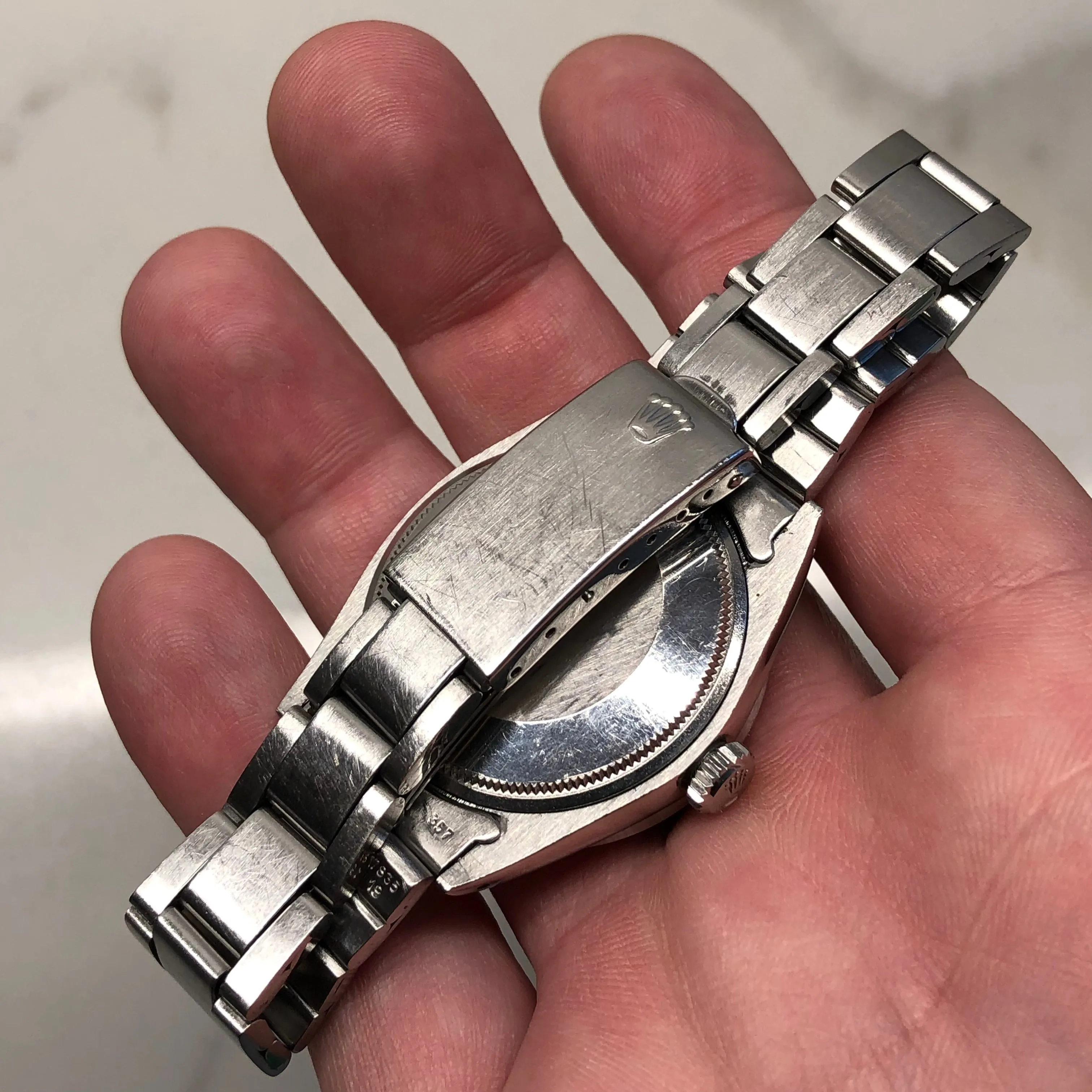 1970 Rolex Date 1501 Steel Engine Turned Oyster Silver Dial Wristwatch with PX Store Recepit and Punched Papers