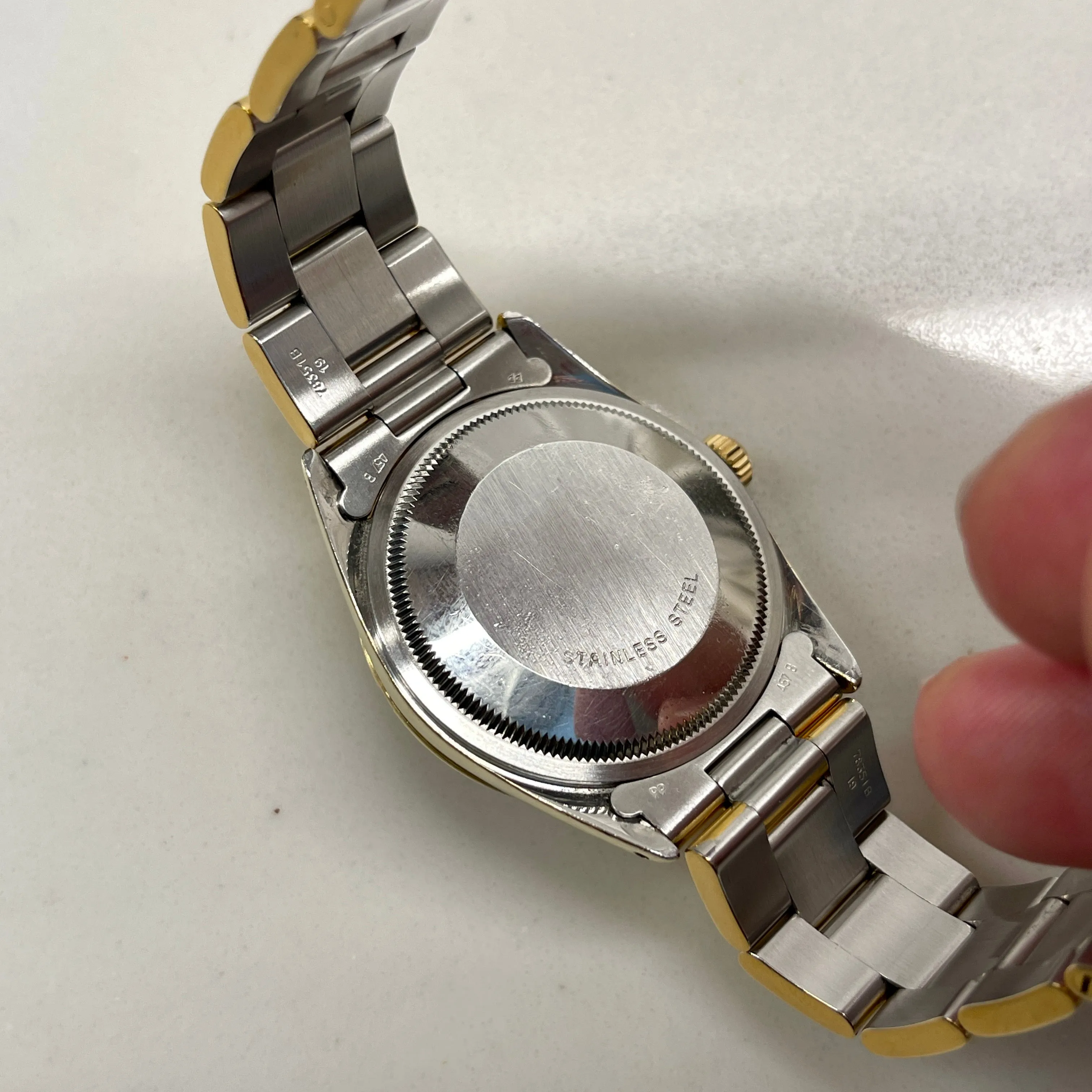 1970 Vintage Rolex Oyster Perpetual Date 1550 Silver Stick Cal. 1570 Automatic Gold Shell Wristwatch