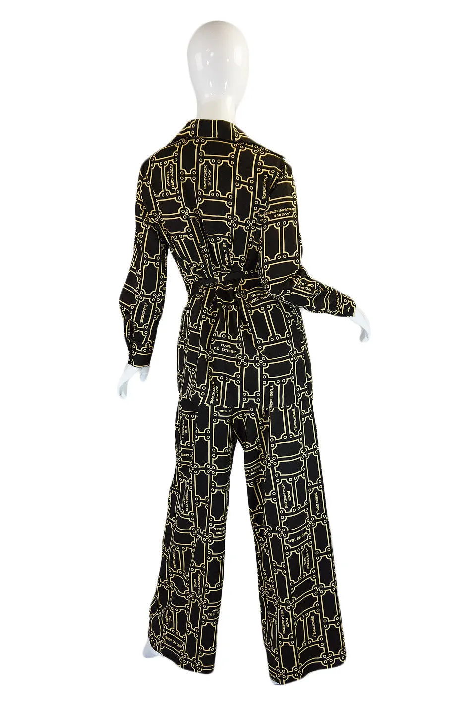 1970s Lanvin Logo Printed Jersey Three Piece Pant Set