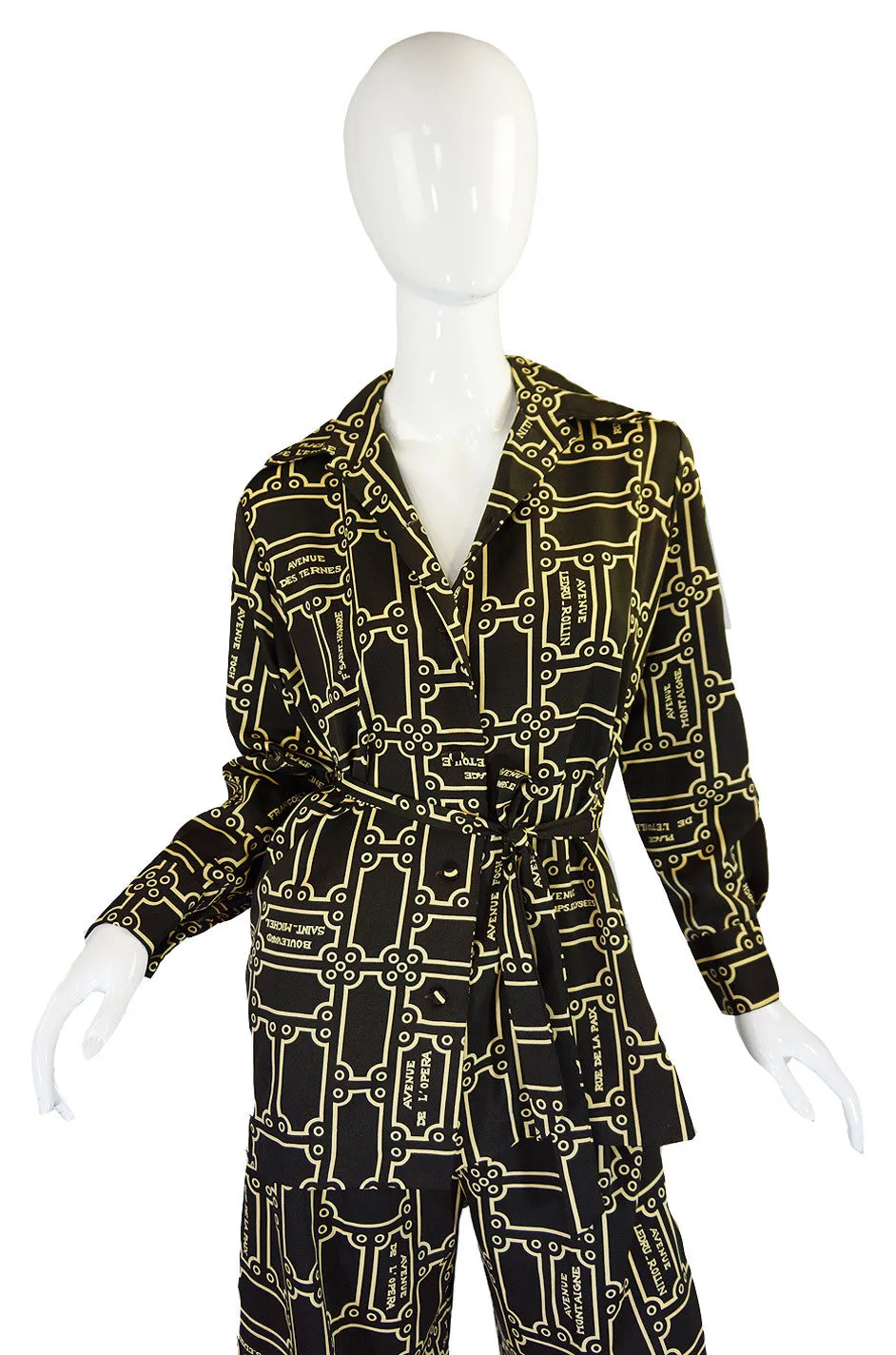1970s Lanvin Logo Printed Jersey Three Piece Pant Set