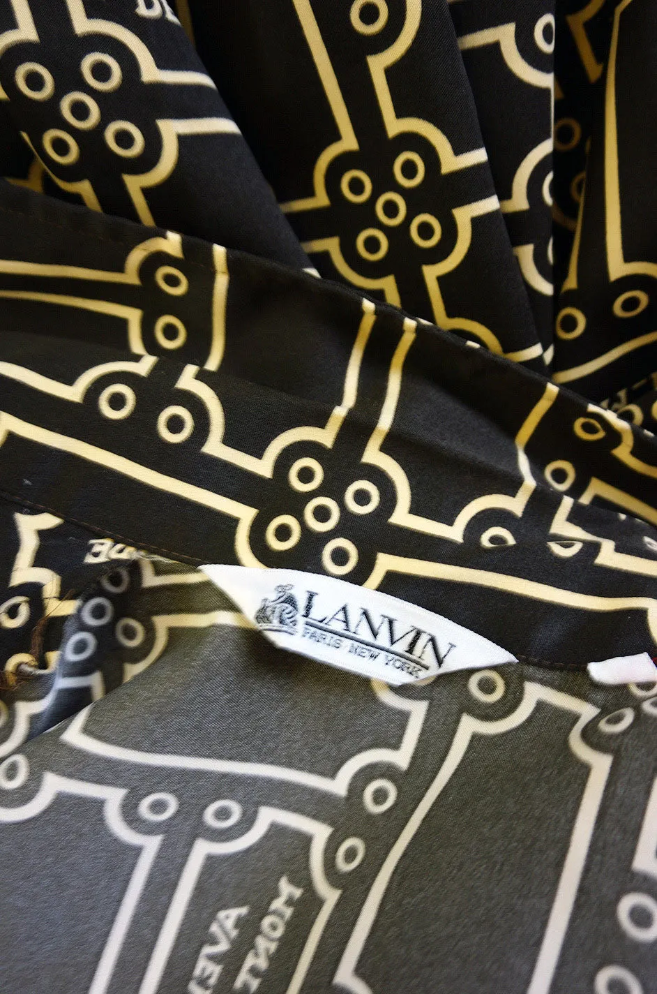 1970s Lanvin Logo Printed Jersey Three Piece Pant Set