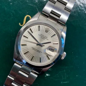 1971 Rolex Date 1500 Oyster Perpetual Silver Radial Dial Steel Automatic Wristwatch