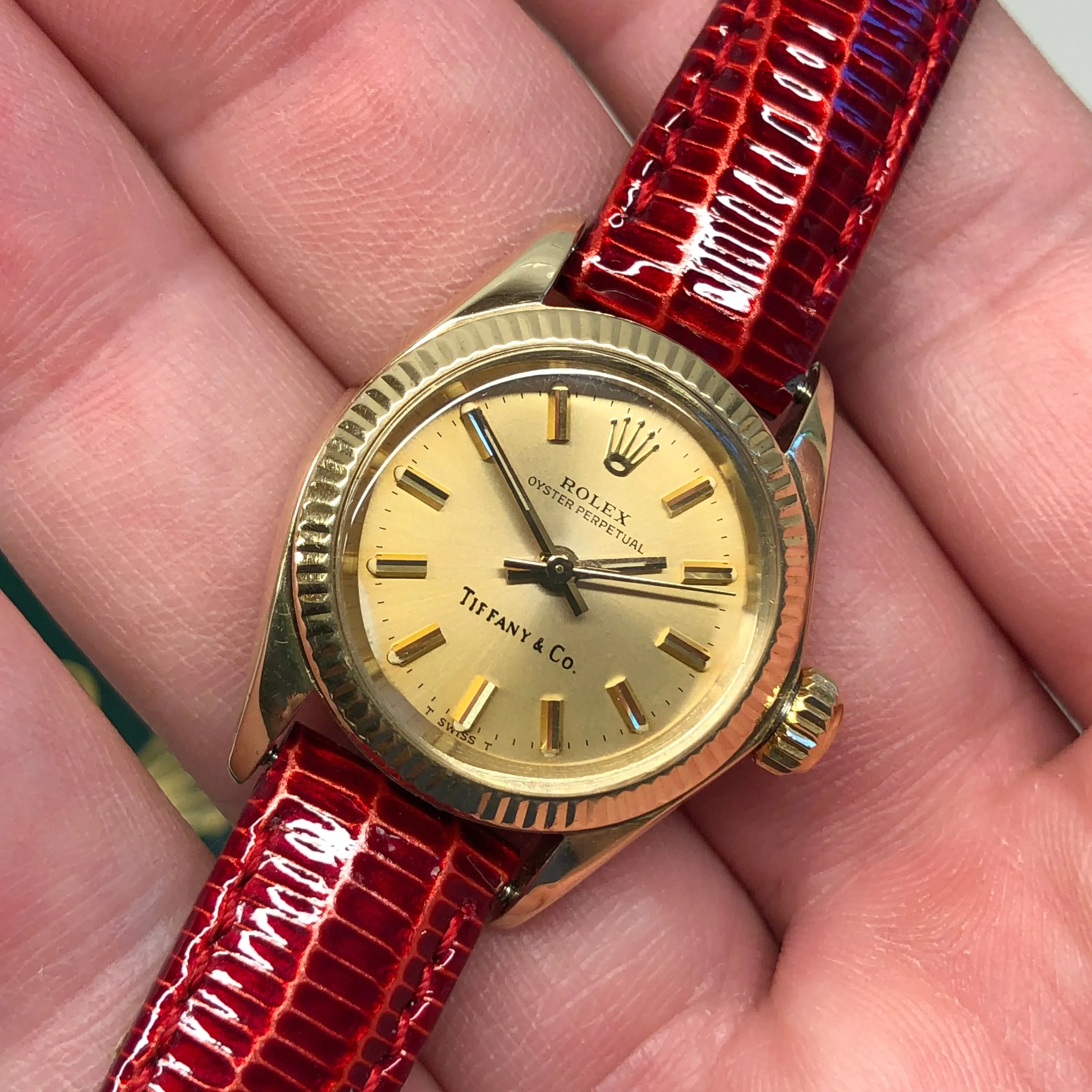 1979 Rolex Oyster Perpetual 6719 Tiffany & Co. 14K Yellow Gold Ladies Automatic Wristwatch