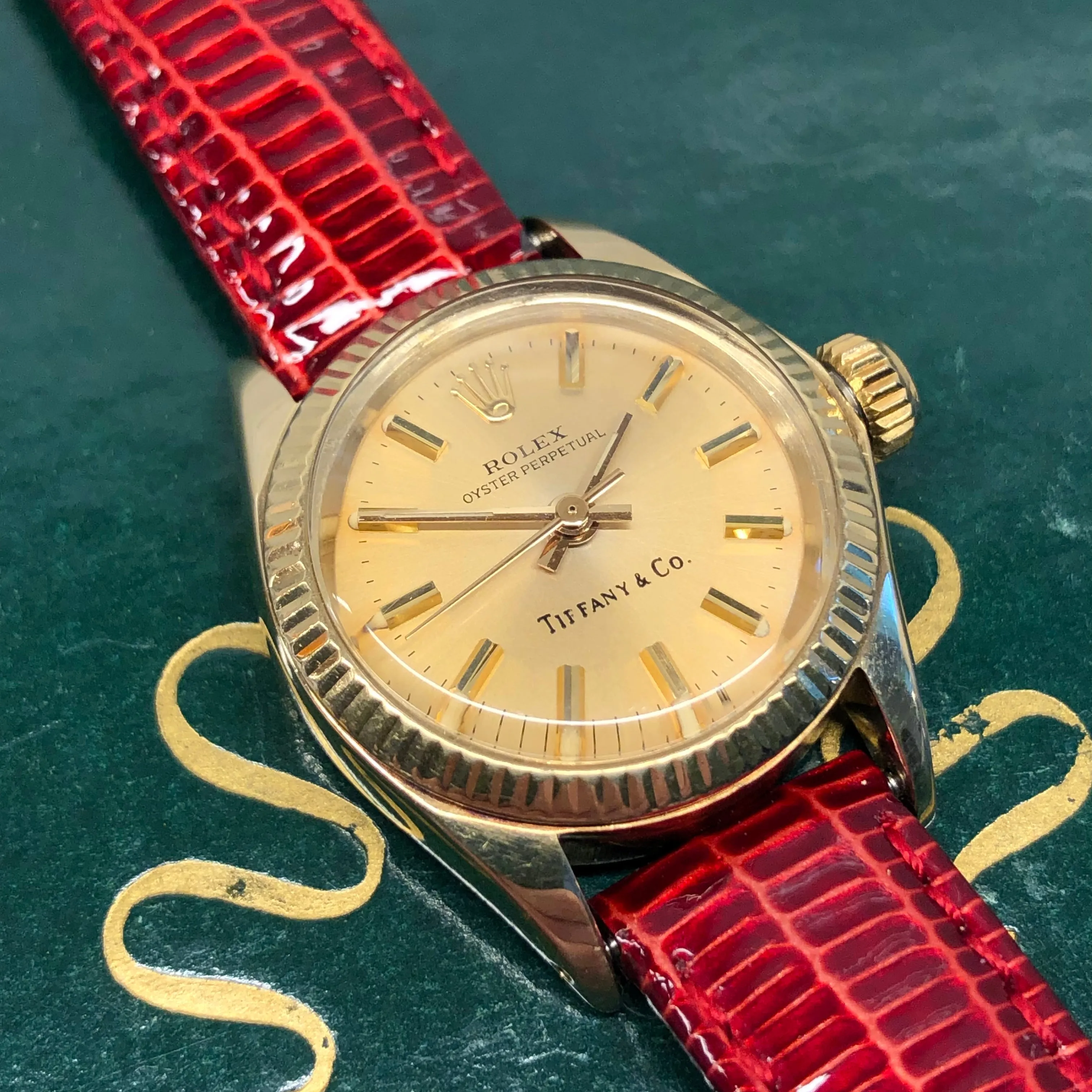 1979 Rolex Oyster Perpetual 6719 Tiffany & Co. 14K Yellow Gold Ladies Automatic Wristwatch