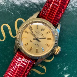 1979 Rolex Oyster Perpetual 6719 Tiffany & Co. 14K Yellow Gold Ladies Automatic Wristwatch