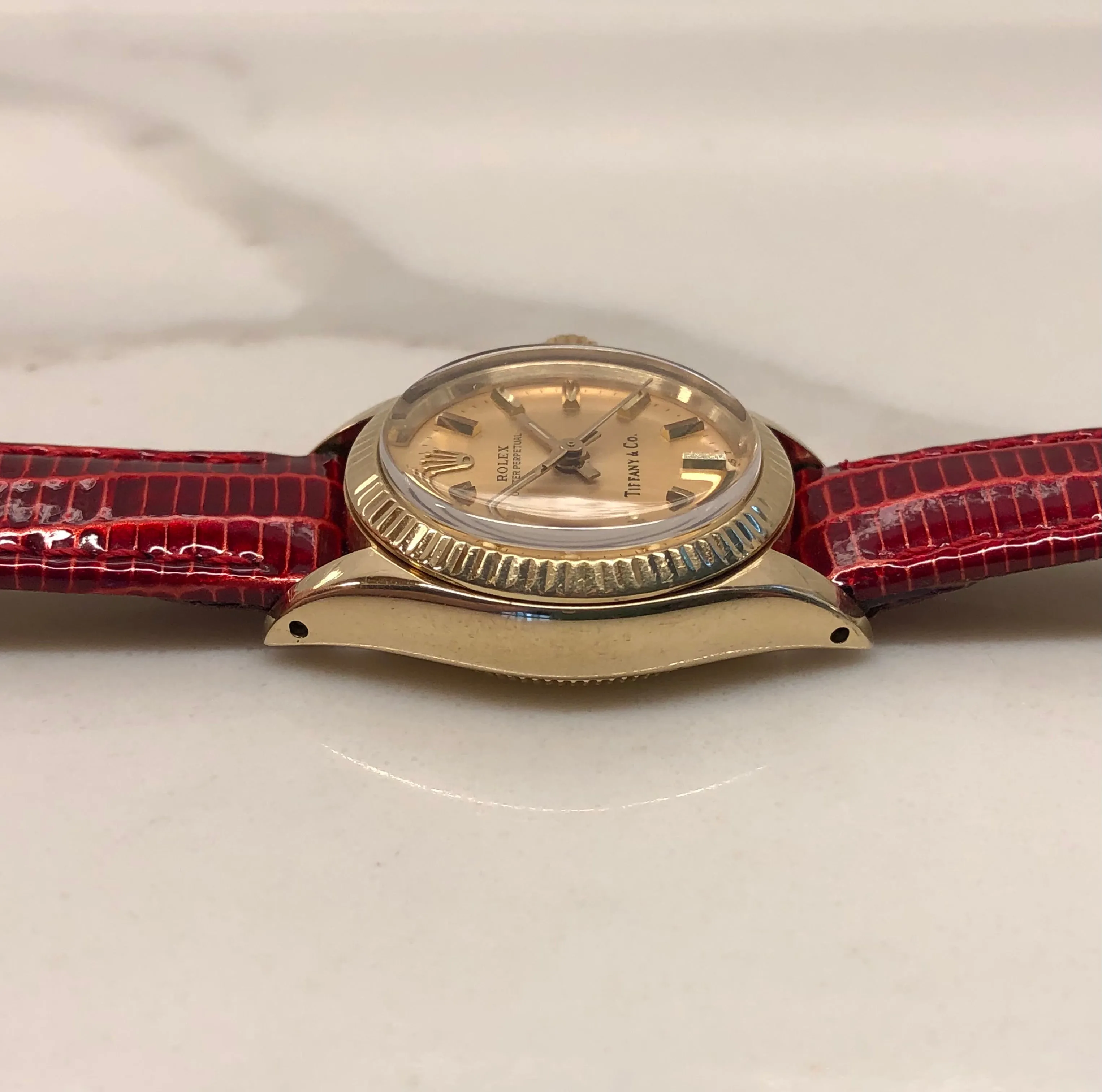 1979 Rolex Oyster Perpetual 6719 Tiffany & Co. 14K Yellow Gold Ladies Automatic Wristwatch