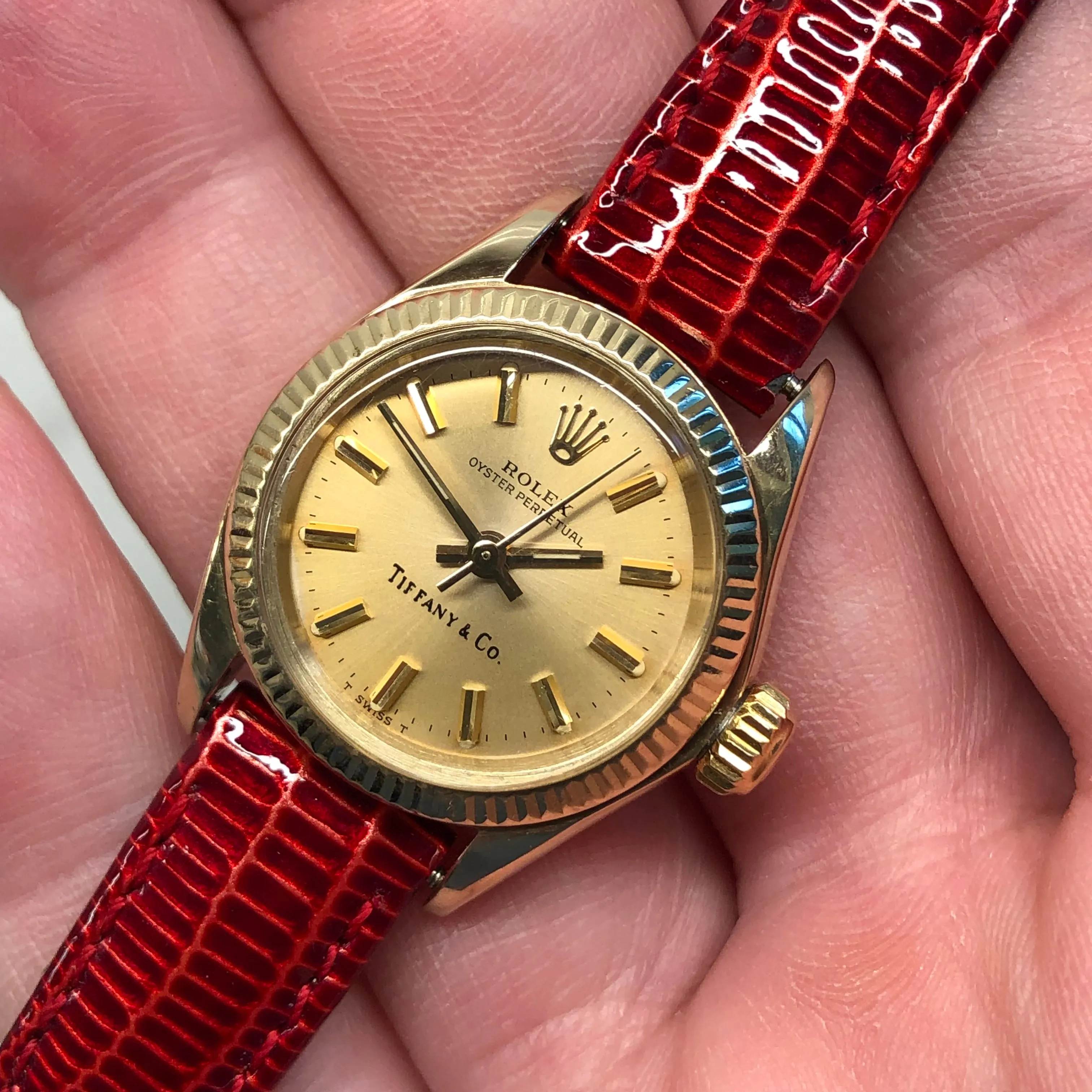 1979 Rolex Oyster Perpetual 6719 Tiffany & Co. 14K Yellow Gold Ladies Automatic Wristwatch