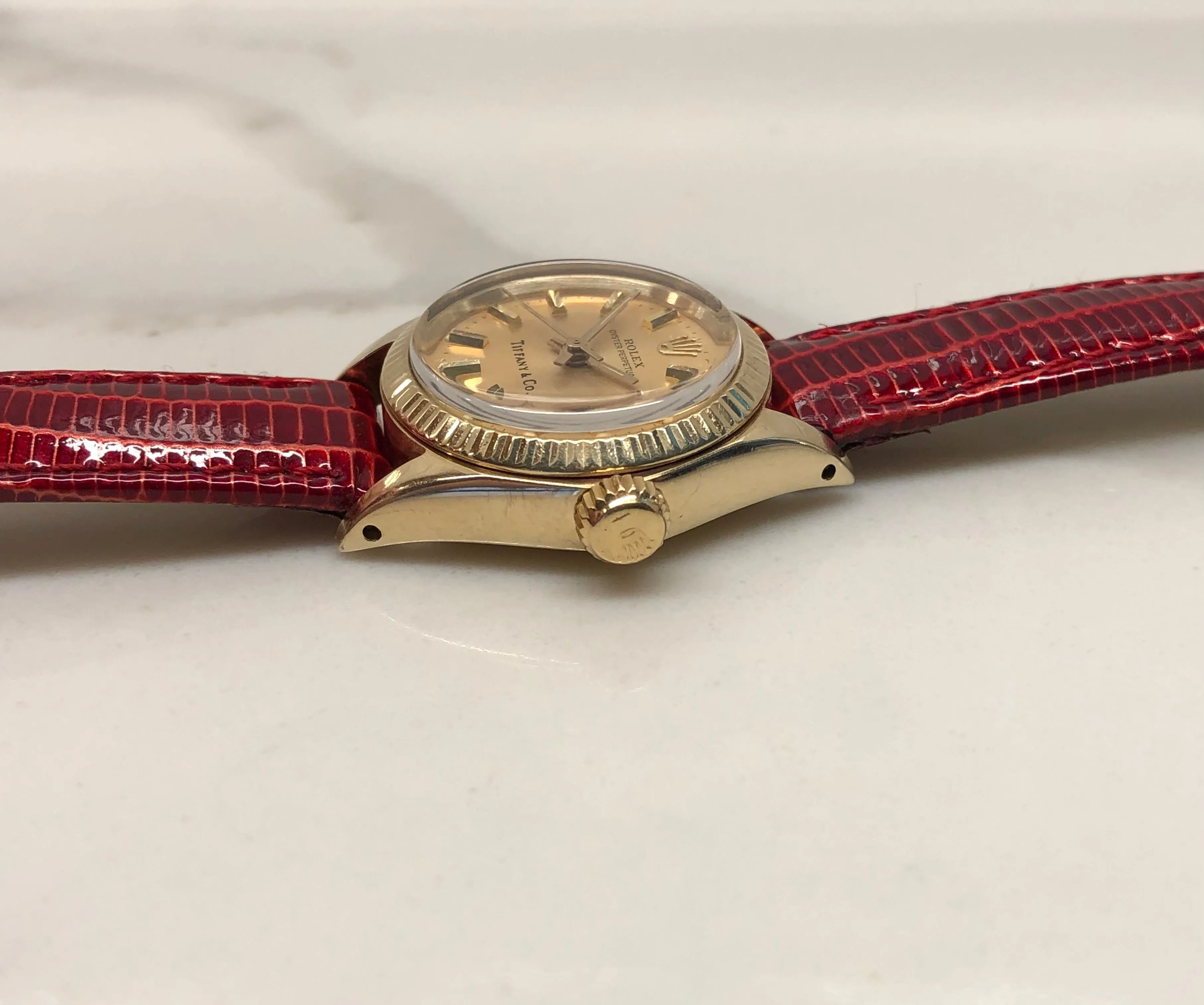 1979 Rolex Oyster Perpetual 6719 Tiffany & Co. 14K Yellow Gold Ladies Automatic Wristwatch