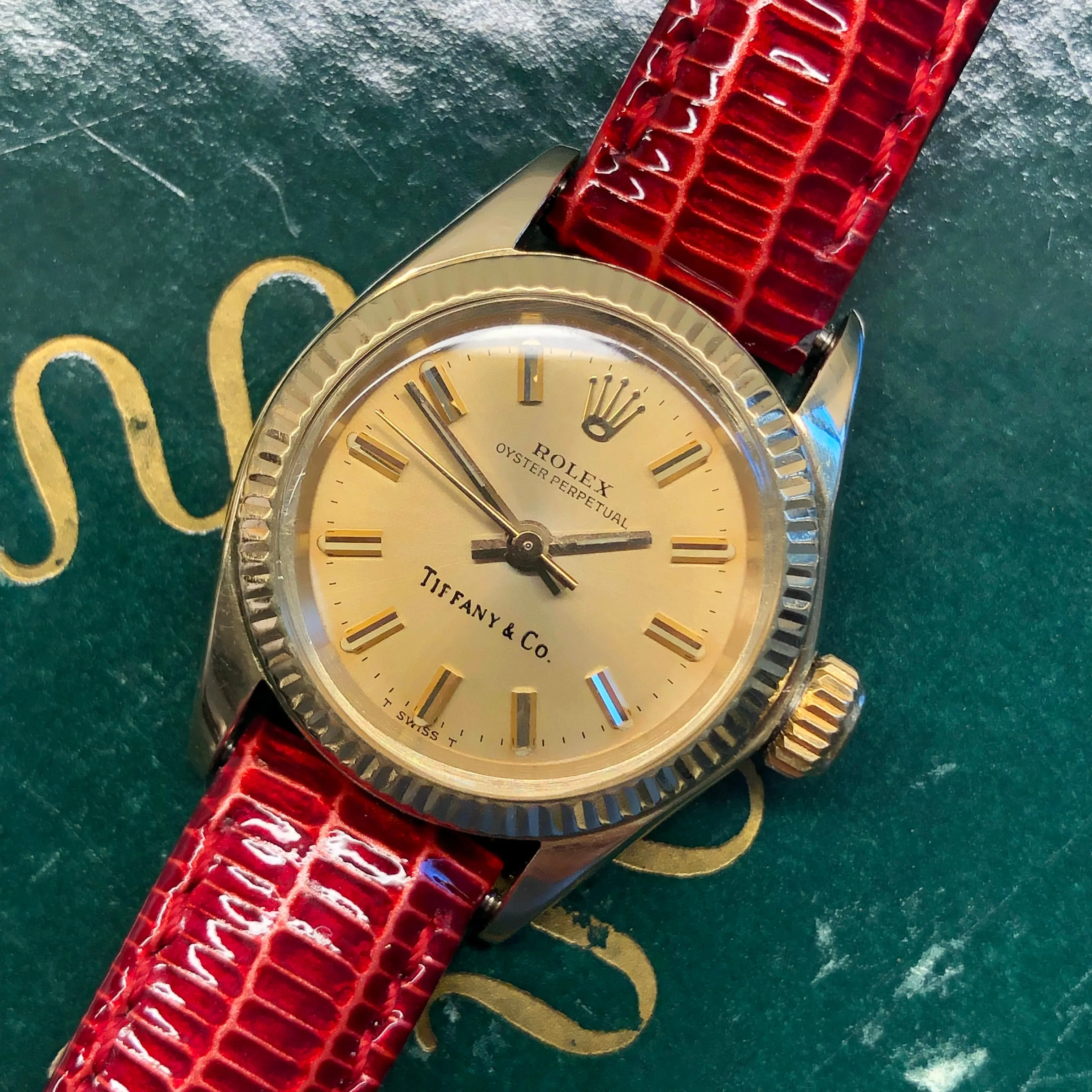 1979 Rolex Oyster Perpetual 6719 Tiffany & Co. 14K Yellow Gold Ladies Automatic Wristwatch