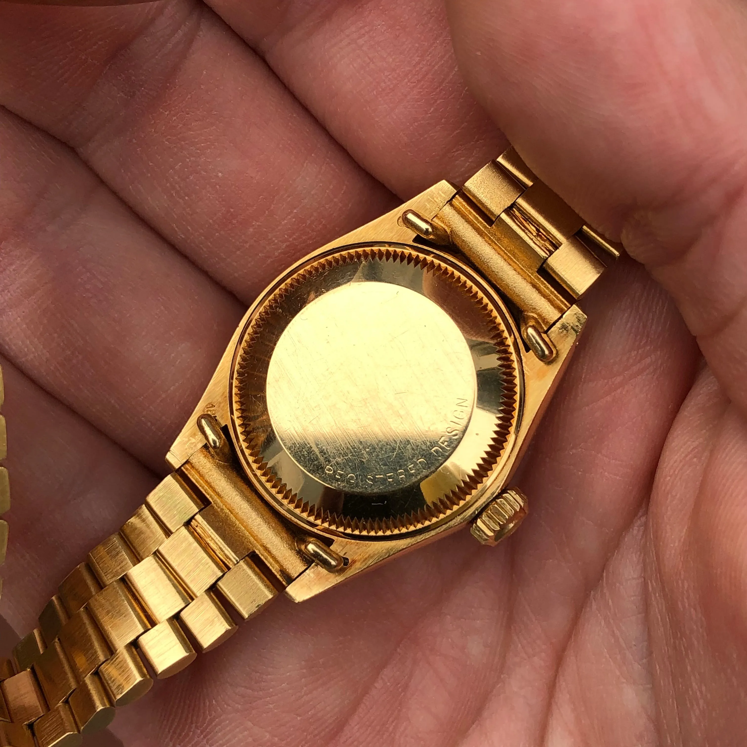 1979 Vintage Rolex Ladies Datejust 6927 President Bark 18K Yellow Gold 26mm Wristwatch