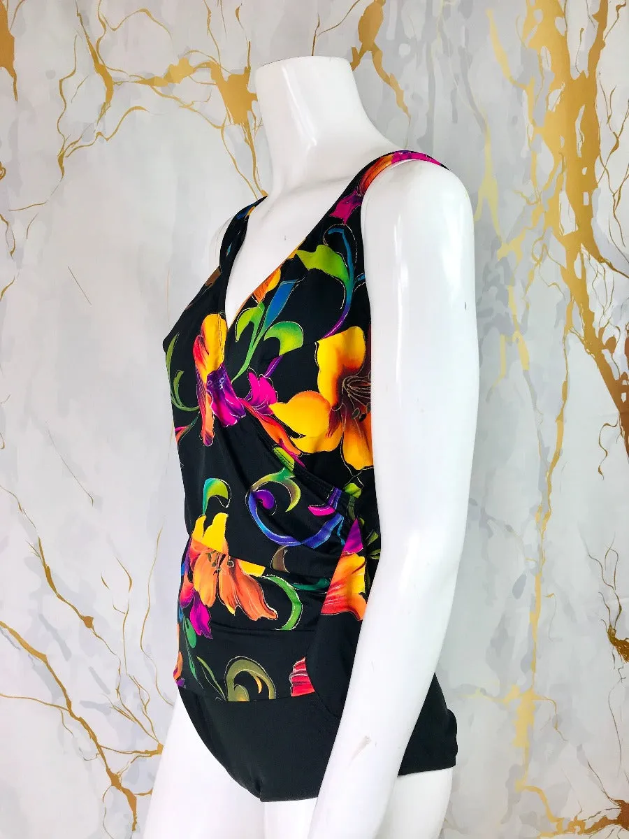1980's Neon Floral Swimsuit