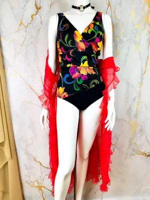 1980's Neon Floral Swimsuit