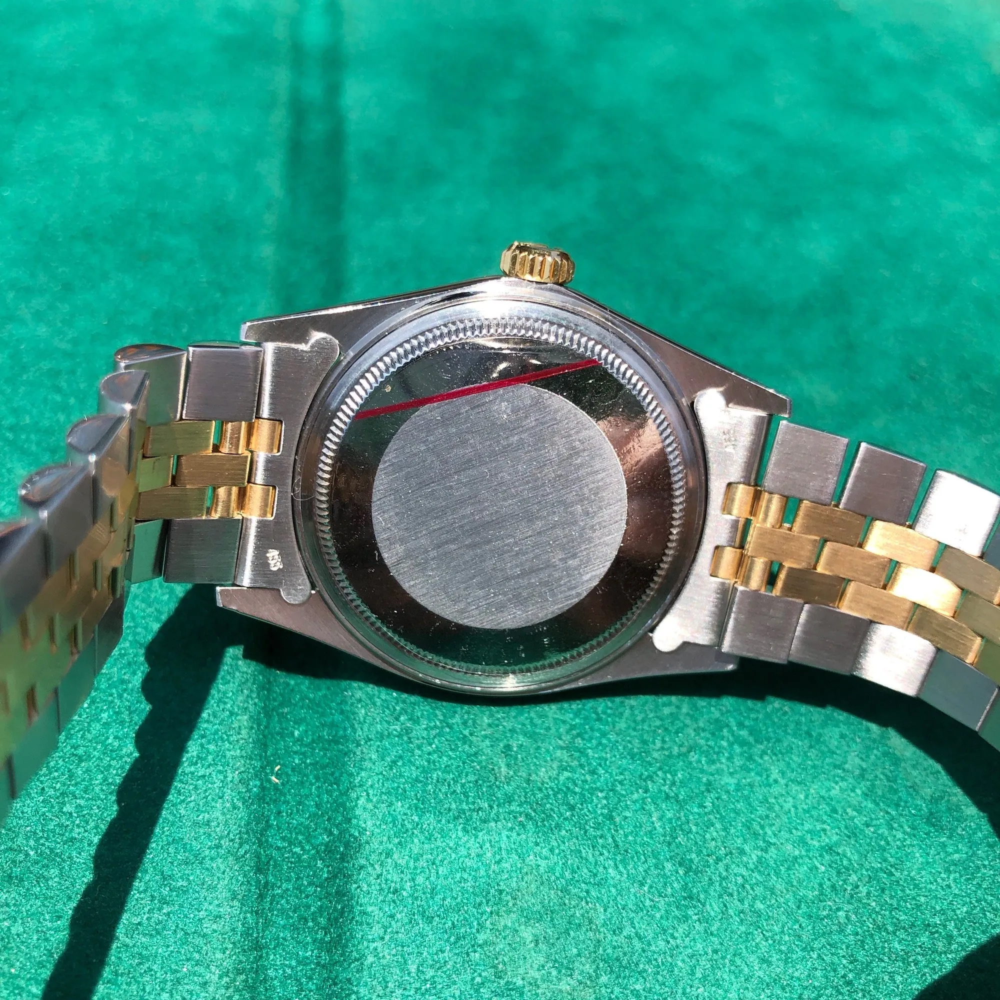 1986 Rolex Datejust 16013 Dark Champagne Steel Gold Two Tone Jubilee Automatic Wristwatch