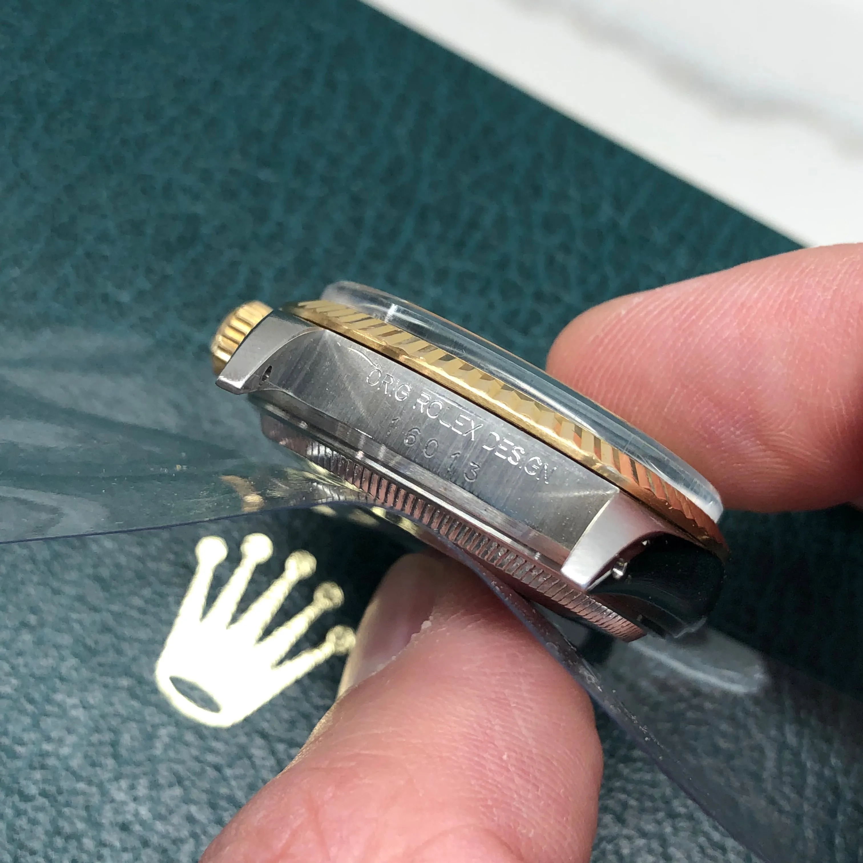 1986 Rolex Datejust 16013 Silver Tapestry Two Tone Jubilee Wristwatch with Box and Papers