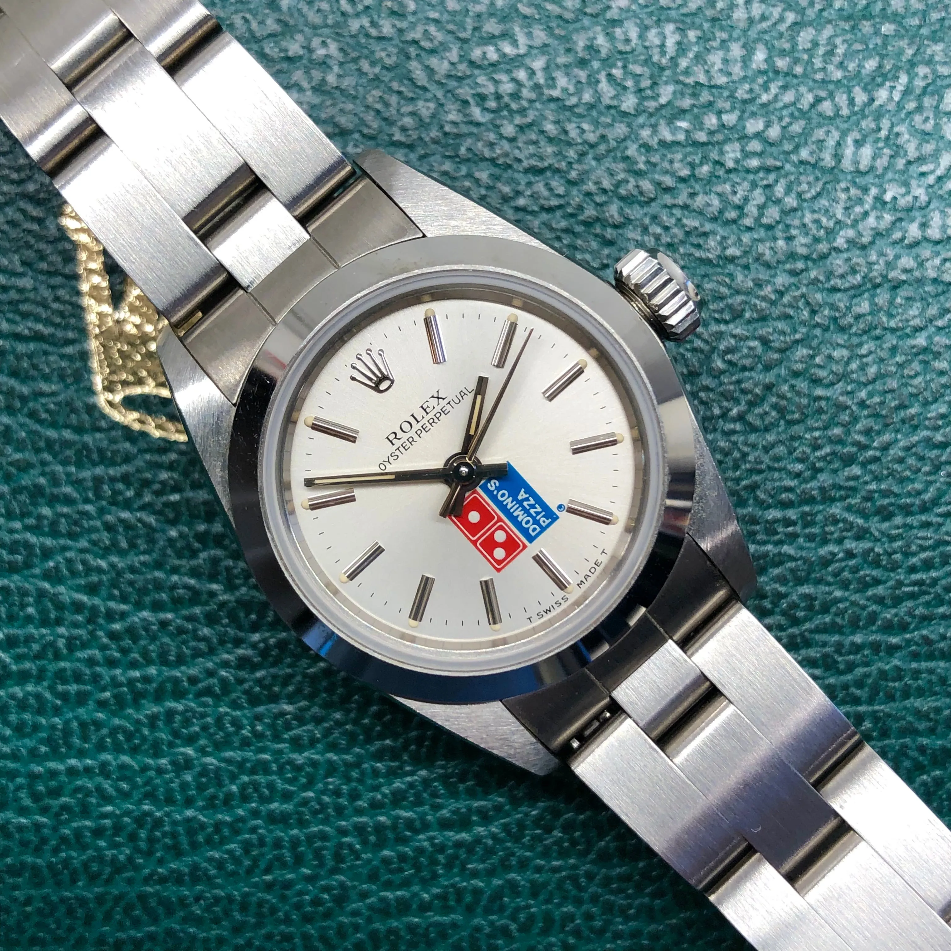 1991 Rolex Oyster Perpetual 67180 Domino's Pizza Logo Steel Oyster Automatic Wristwatch with Box and Papers