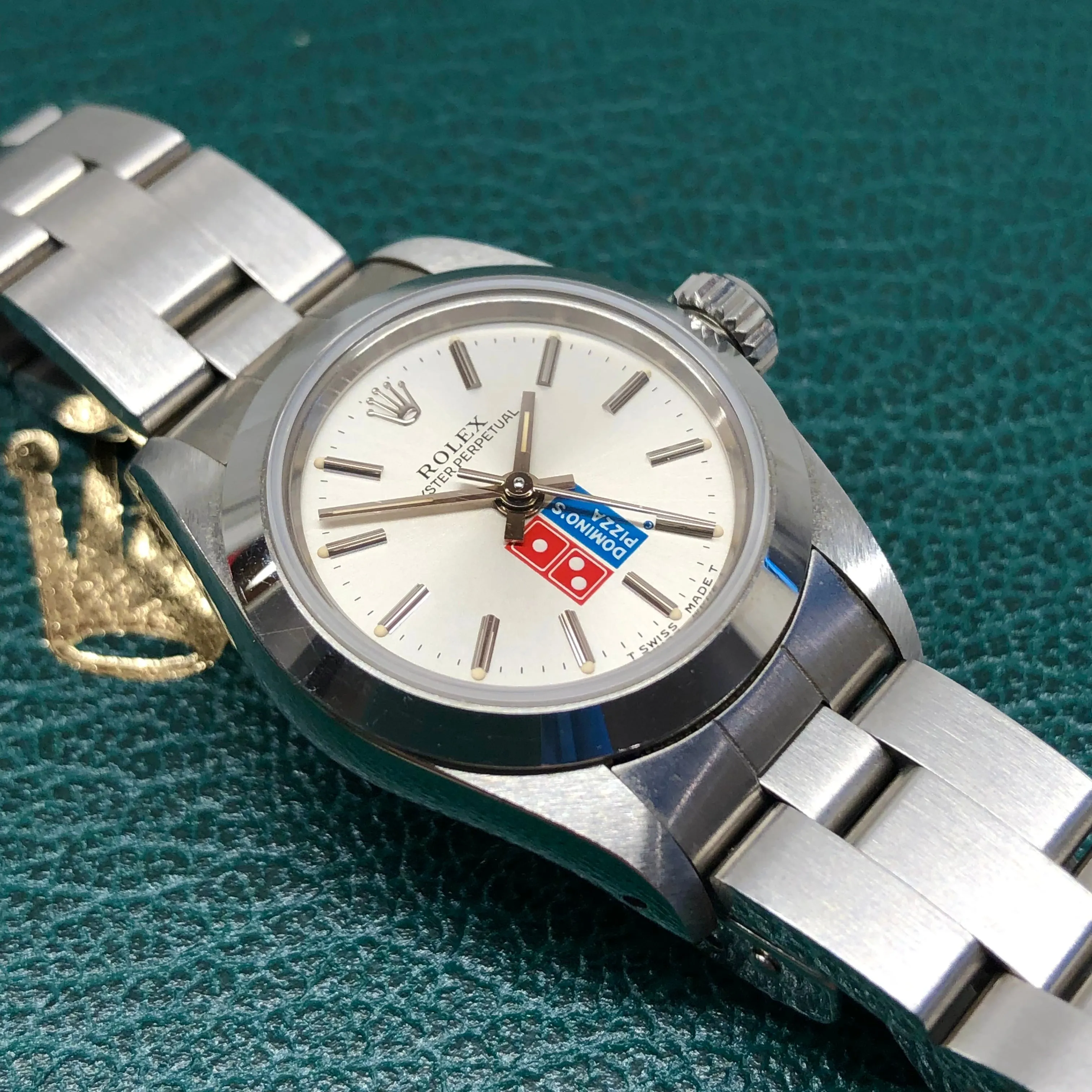 1991 Rolex Oyster Perpetual 67180 Domino's Pizza Logo Steel Oyster Automatic Wristwatch with Box and Papers