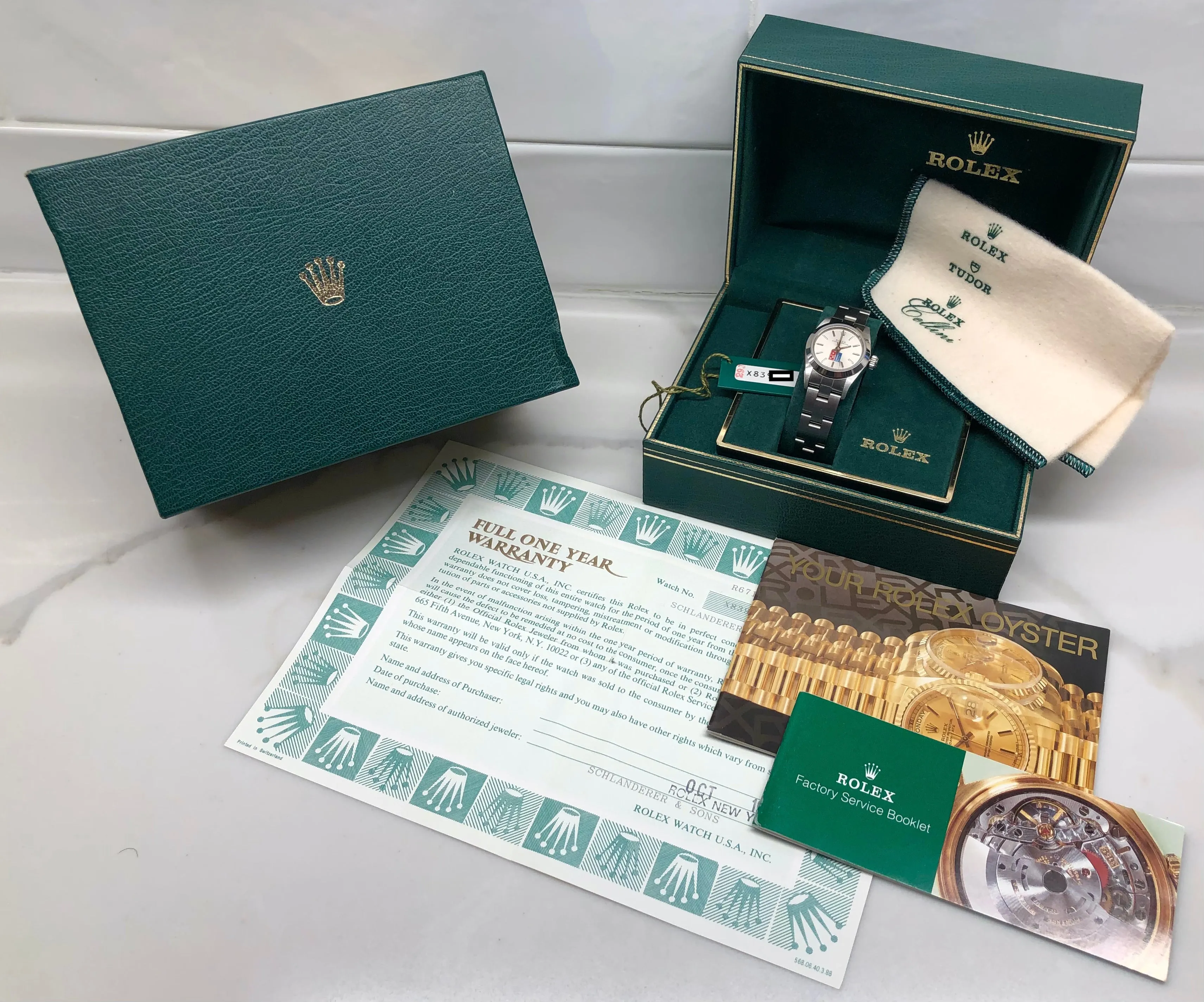 1991 Rolex Oyster Perpetual 67180 Domino's Pizza Logo Steel Oyster Automatic Wristwatch with Box and Papers