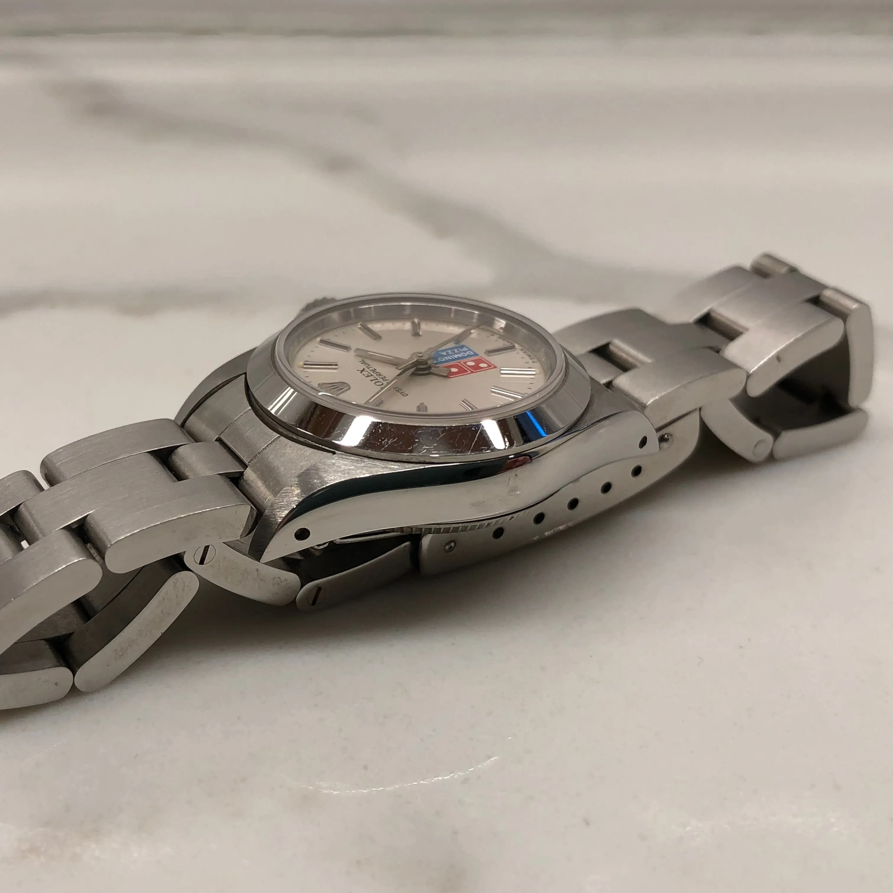 1991 Rolex Oyster Perpetual 67180 Domino's Pizza Logo Steel Oyster Automatic Wristwatch with Box and Papers